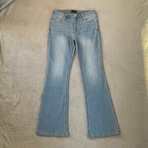 Quince Luna Stretch Flare Jeans in Frosted Blue Size 29